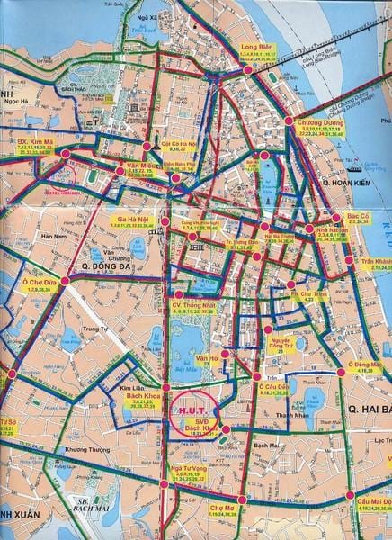 hanoi rute de autobuz hartă