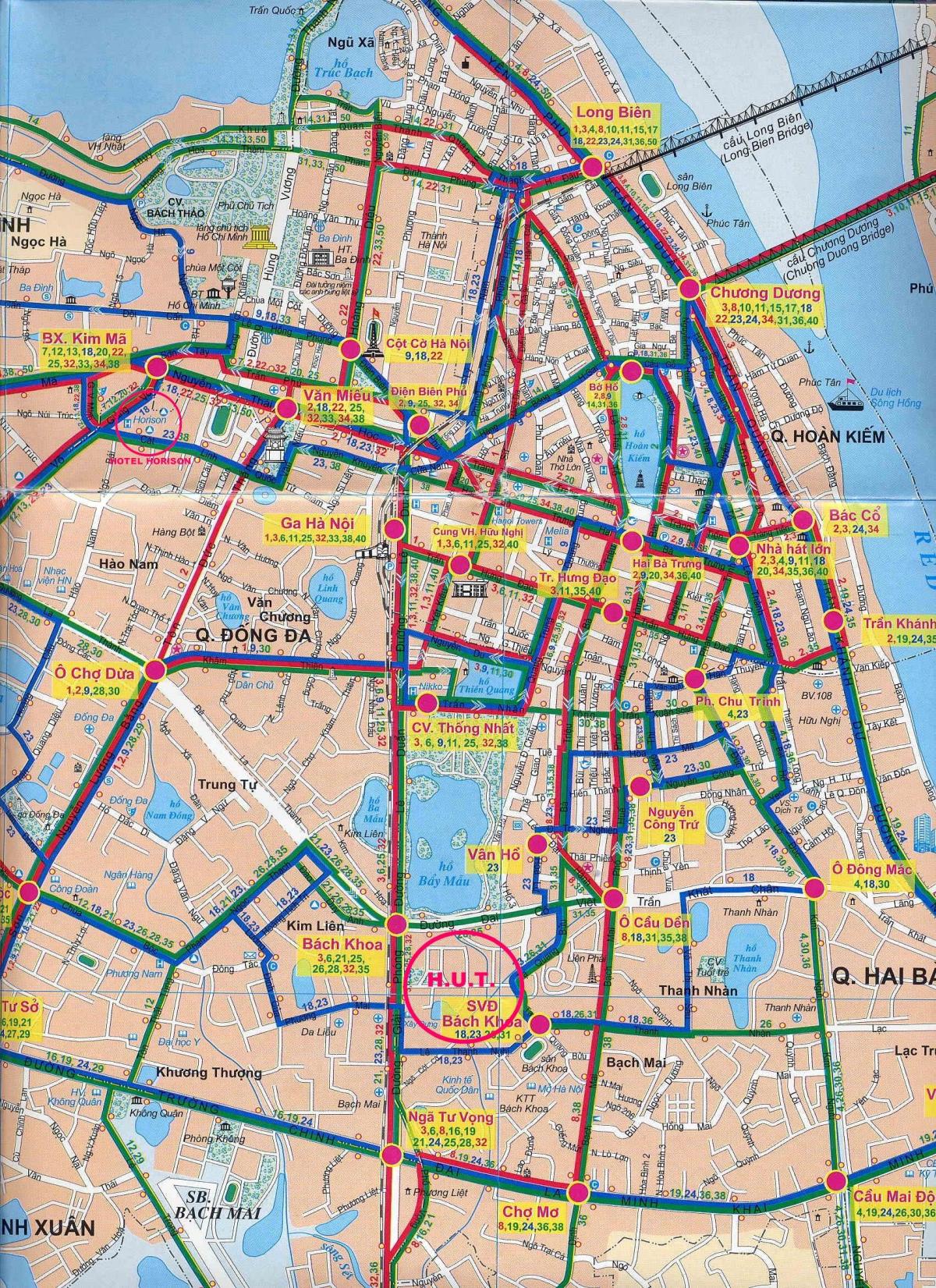 Harta hanoi autobuzul 17 route